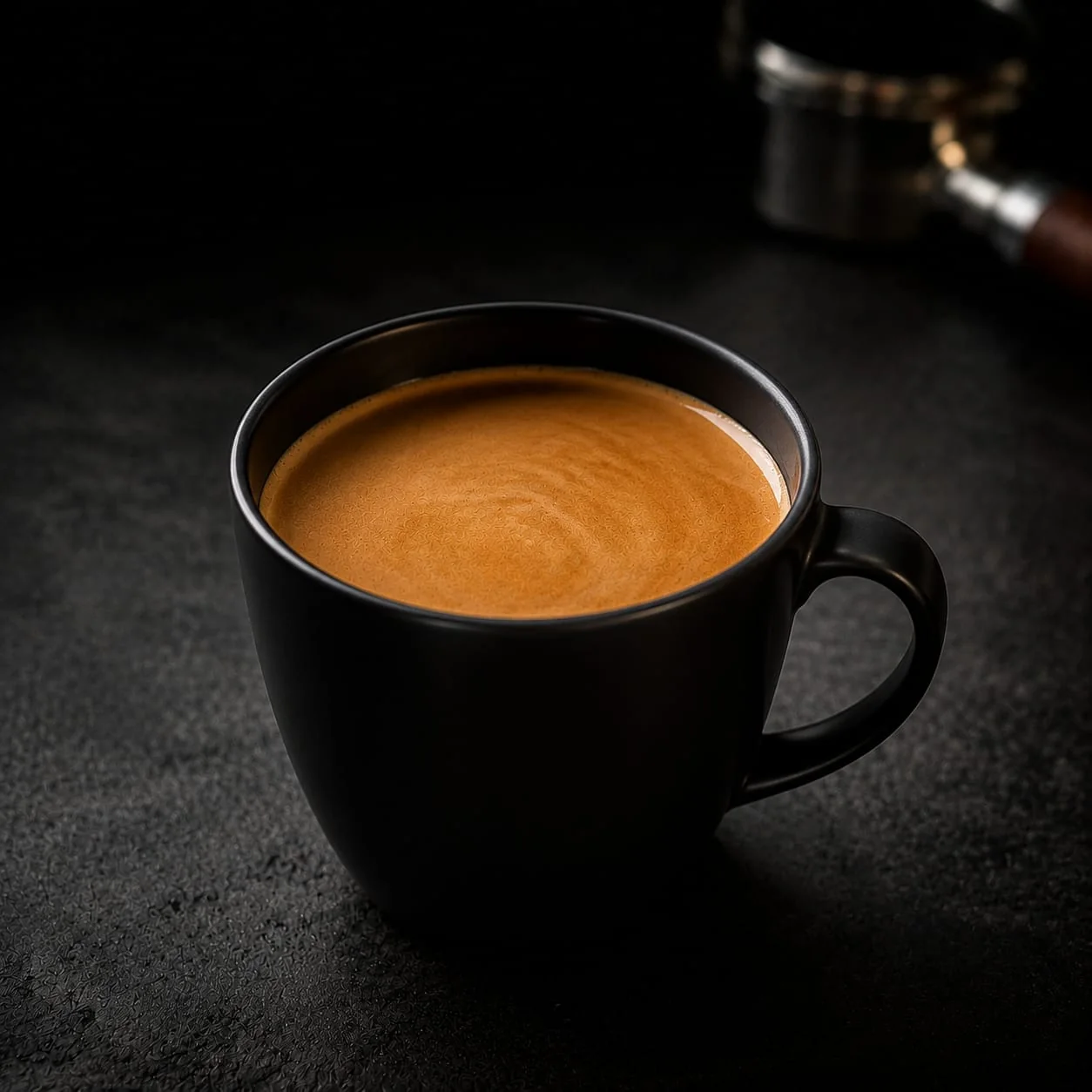 Café Crème in einer schwarzen Tasse