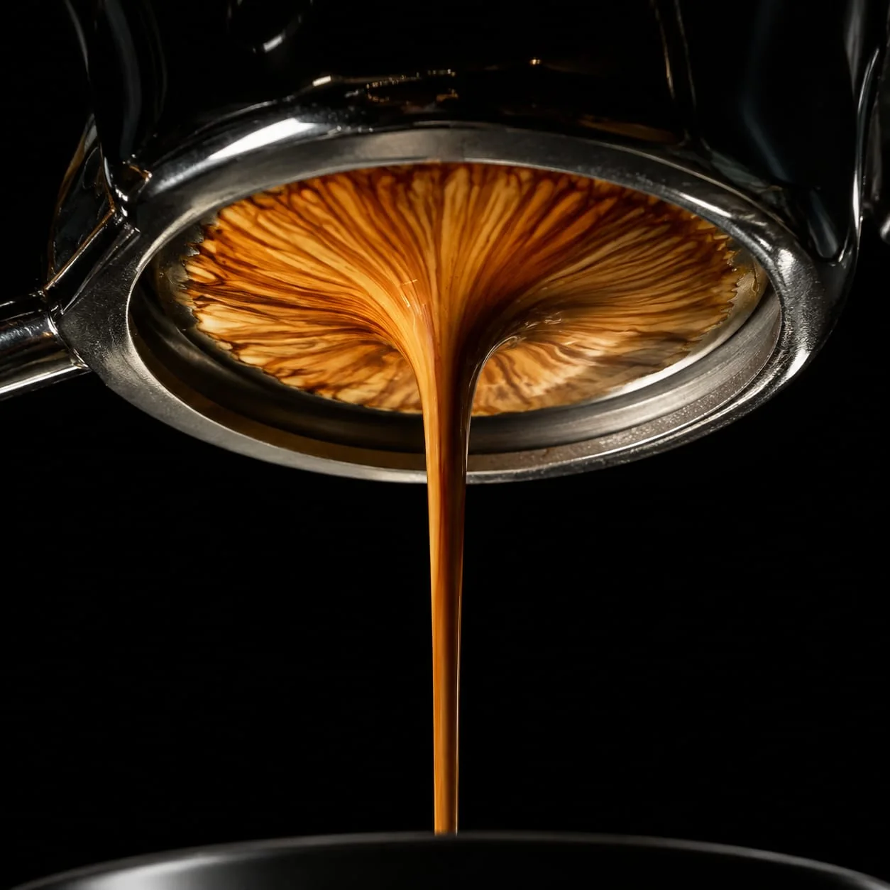 Nahaufnahme eines Espresso-Shots bei der Extraktion
