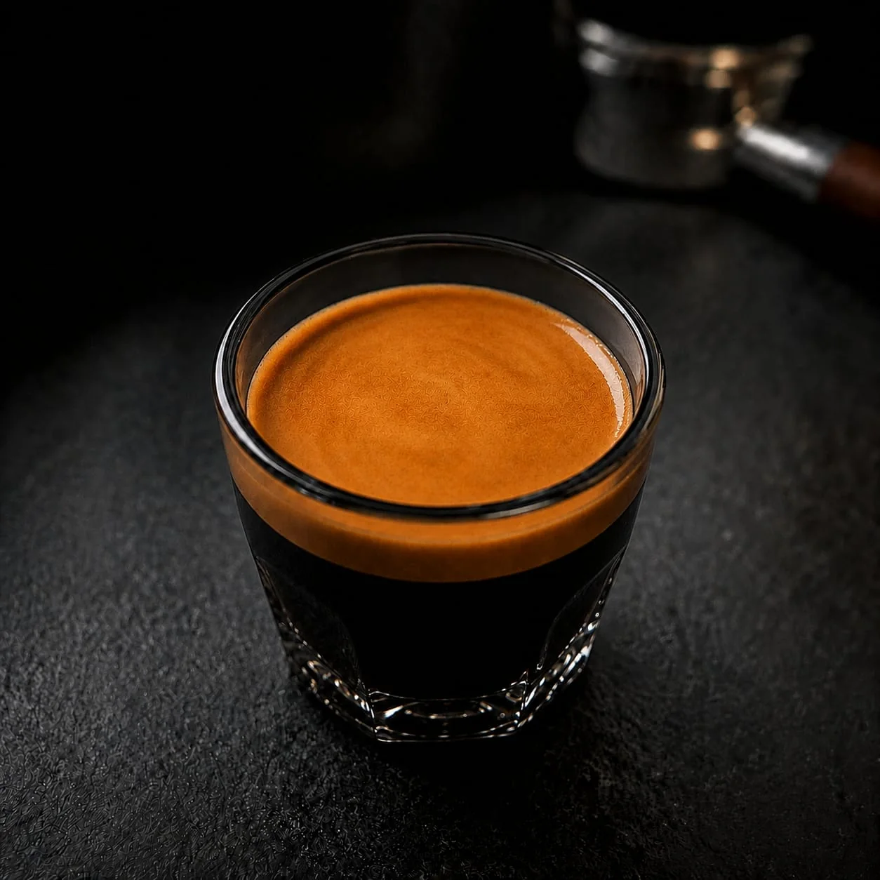 Frisch zubereiteter Espresso mit dichter goldbrauner Crema